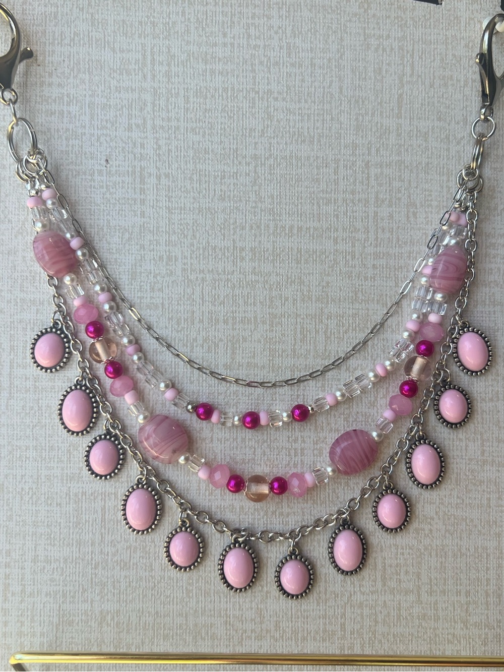 Pink glass bead Multi-Strand purse jewelry